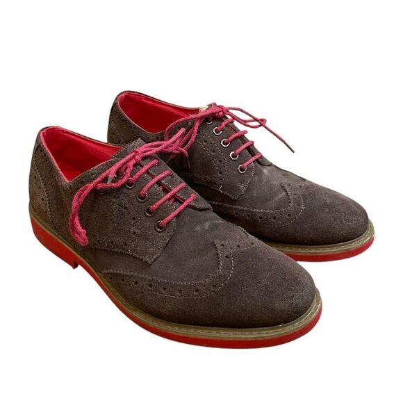 Steve Madden Kickstart Wingtip Oxford Dress Shoes Brown Suede Leather Lace-Up 10 - Picture 1 of 9